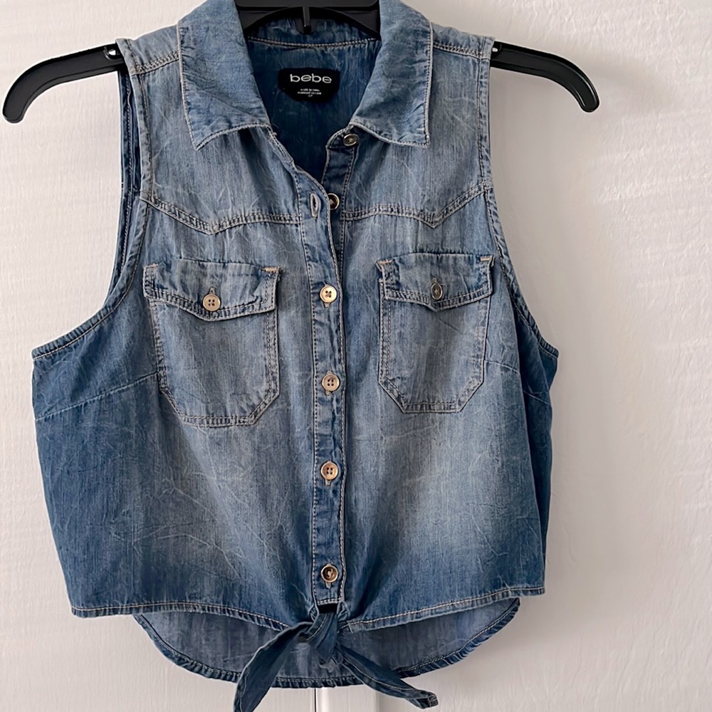 Denim semi crop top